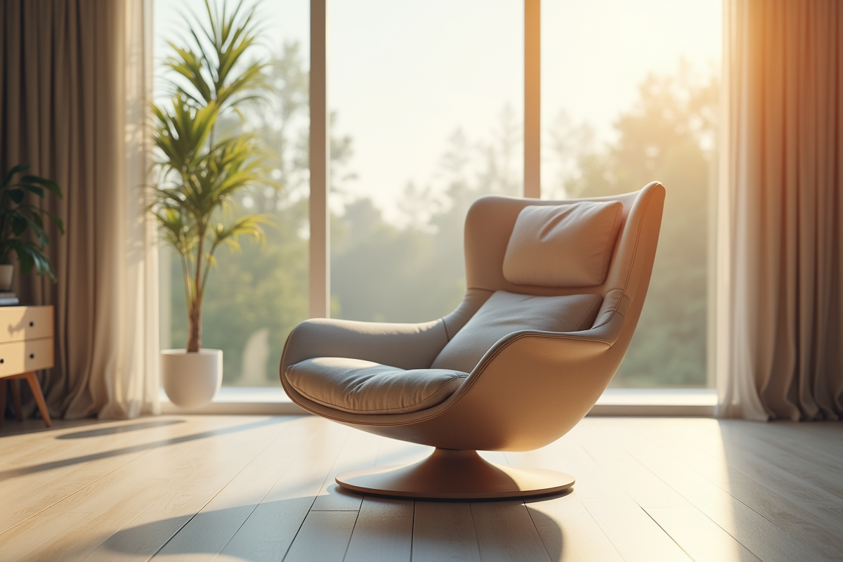 Canapé ergonomique dans un salon lumineux et accueillant