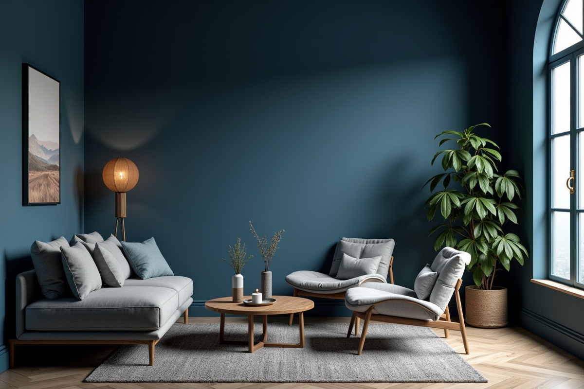 Chambre chaleureuse aux murs bleus fonces pour un style intime