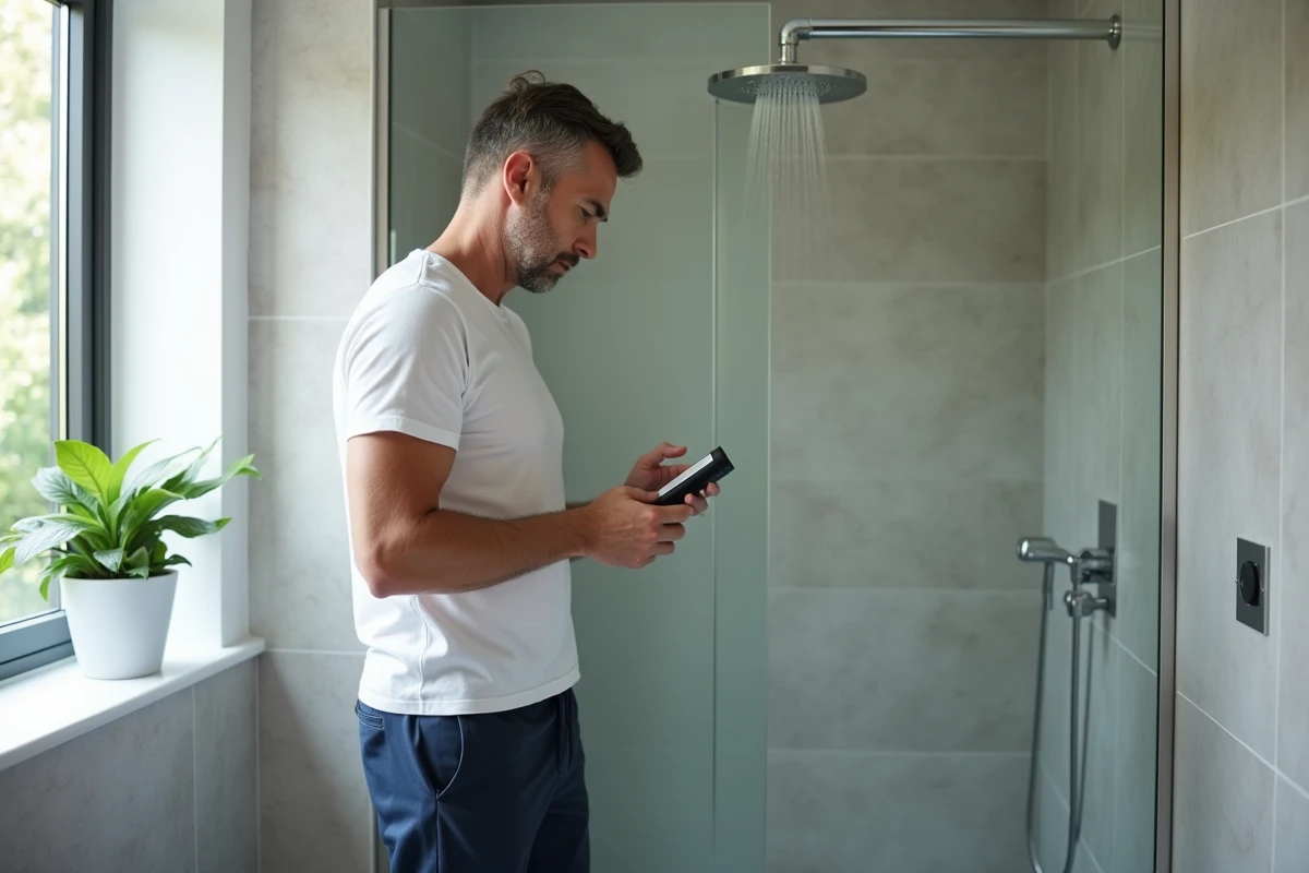 Homme v&eacute;rifie un compteur d