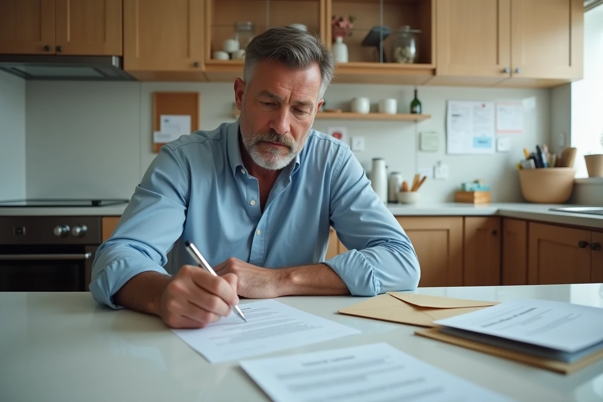 Homme remplissant un formulaire de changement d