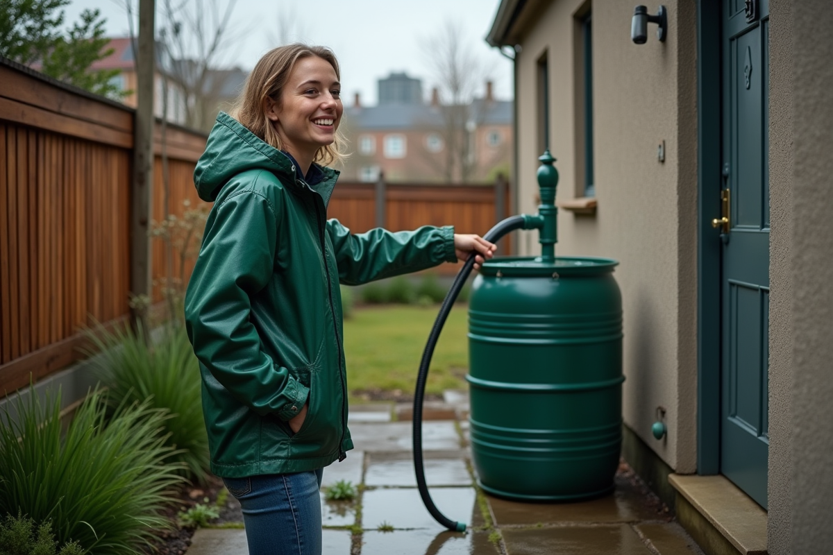 Jeune femme inspectant un baril d