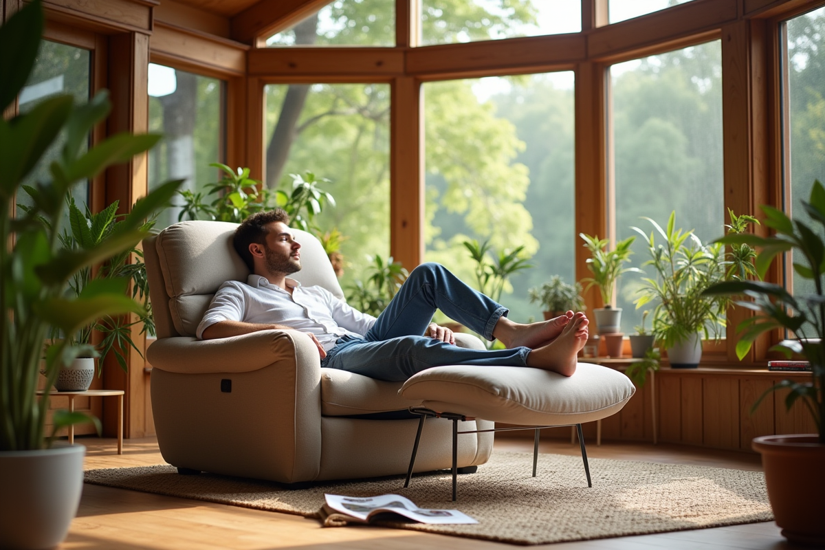 Jeune homme détendu dans un fauteuil de lecture