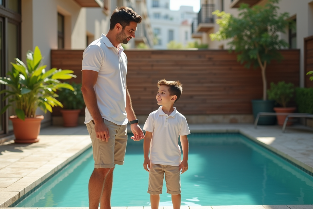 Père et fils discutant au bord d